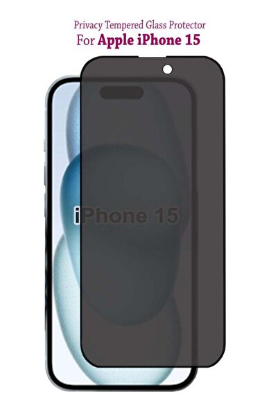 Generic واقي شاشة زجاجي مقوى لاصق بالكامل، بتقنية "الدرع الخفي غير المرئي" لهاتف آيفون 15 من آبل، لحماية الخصوصية.