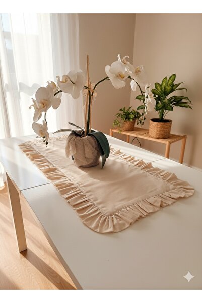 NEDA HOME Buldan Fabric Double-Sided Ruffled Runner