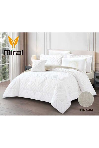 Marina TINA Winter Bedspread, Single and a Half Size, 5 Pieces, For Lovers of Luxury, Velvet with Heavy Filling
