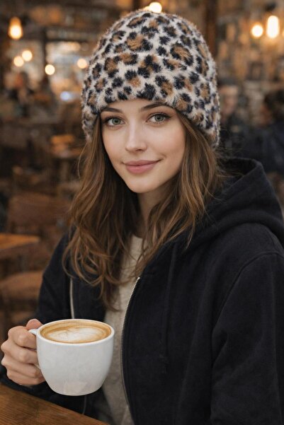Wearflawless imprimeu leopard Beretă pliată, Beretă de iarnă, Beretă moale