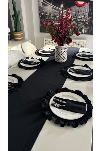 Decamor home 6 τεμάχια ανθεκτικό στους λεκέδες μαύρο στρογγυλό αμερικανικό σε...