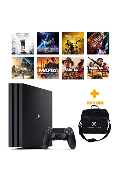 Sony PlayStation 4 Pro 1TB + 8 Dijital Oyun + Tek Kol + ConsoleX Çanta (Yenil...
