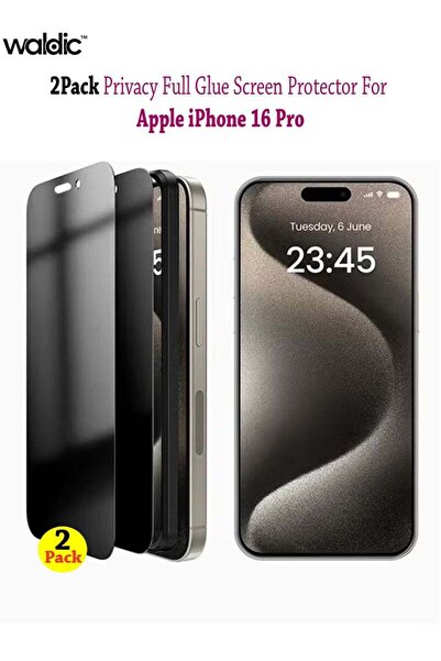 Generic 2 Pack Apple iPhone 16 Pro Privacy Invisible Shield Tempered Glass Full Glue Screen Protector