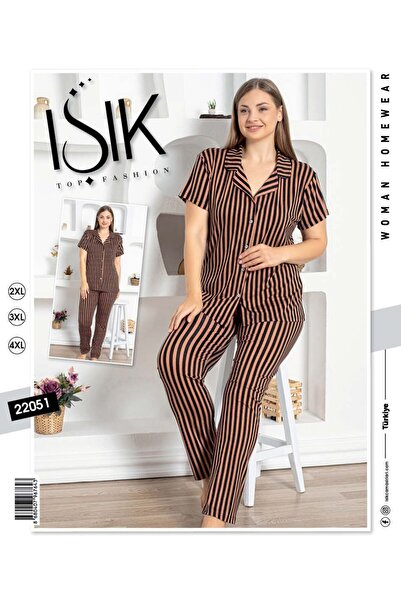 IŞIK ISIK Women's Striped Button-Down Pajama Set – Model 22051