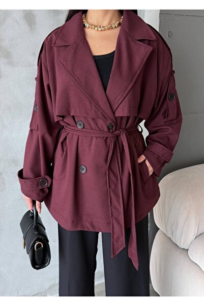 Bibasic Belden Bağlamalı Kuşaklı Oversize Blazer Ceket