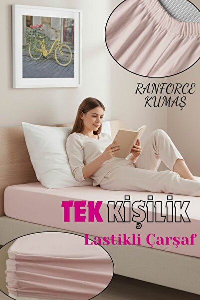 Dantelux Cearșaf de pat elastic din bumbac Ranforce - Roz - Single