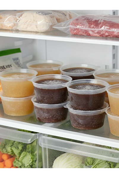 SOSYETEZGAHI 50 Adet Sızdırmaz 120 ml Mini Saklama Kabı Sosluk Buzluk Kabı, E...