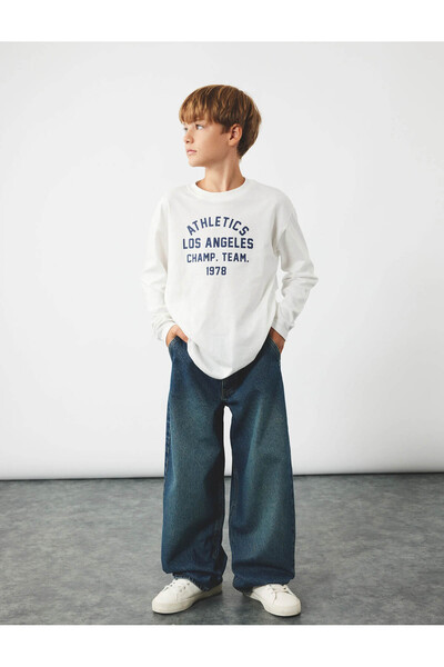 Koton Pantaloni din denim cu picioare largi din bumbac - Blugi largi