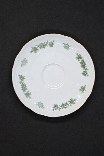 Fransız Limoges Gray Smoke Antique Porcelain Tea Cup Saucer 14 cm