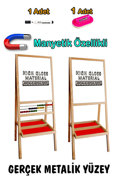 bgm oyuncak ÇİFT TARAFI BEYAZ YARIM ABAKÜSLÜ YAZI TAHTASI