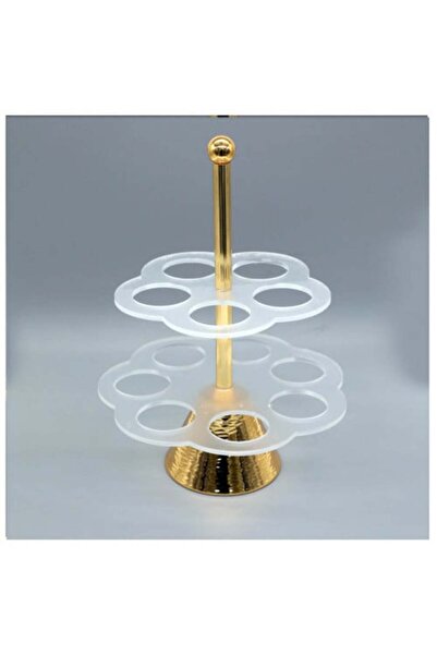 Genrics Transparent Arabic Coffee Cup Holder with Gold Stand