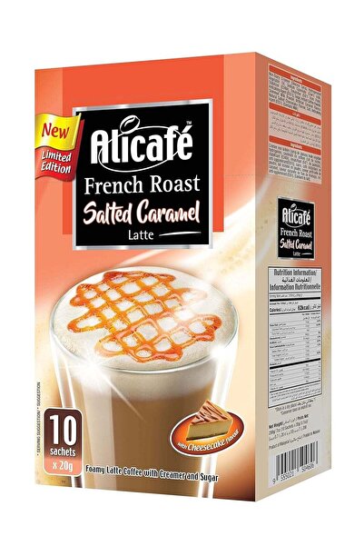 ALICAFE قهوة لاتيه فرنسية محمصة مع كراميل مملح، 10 أكياس