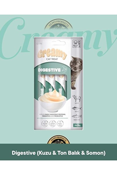 M-PETS Creamy Digestive Fonksiyonel - Sindirim Sistemi Destekleyici Kedi Krema Ödül Maması 4x15 gr