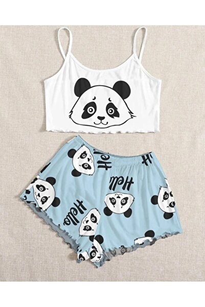 Silona Homewear Σετ πιτζάμες με λουράκι Panda Hello Supersoft Basic Μονό Τζέρσεϊ