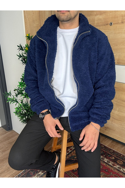 blucombin Men's Plush Coat Oversized Lined