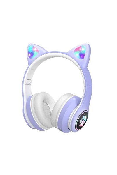 Generic سماعة رأس موسيقية على شكل قطة مضيئة تغطي الأذن