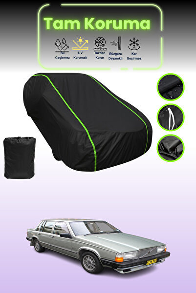 Dokaca Neo Black Neon Corded Fabric Volvo 760 1982 - 1990 Compatible Auto Tarpaulin Car Tarpaulin Protection Cover