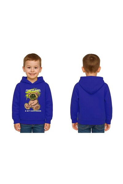 SEDİRLİ Унисекс детска суитшърт с качулка и 3-нишка шнур с мечешки принт