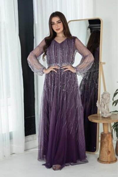 mleha Elegant two-tiered long dress with sheer sleeves