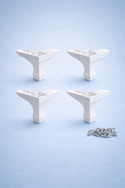 ROSSAVO 4 Adet Lüx Mobilya Ayağı 8 cm – Plastik Beyaz Koltuk, Komodin, TV Üni...