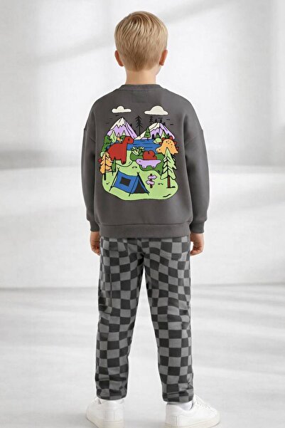 Monila طقم سروال جوجر من القماش ذو مطبوع خيوط للأولاد من Altüst