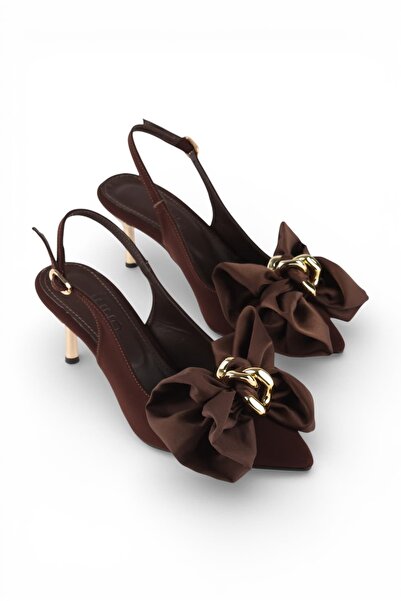 luuq shoes Lanso Low Heel Bow Detailed Heeled Shoes