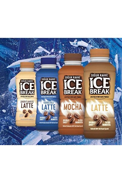 İçim Ice Break Soğuk Kahve 375 ml 8 li Karma (Latte-Vanilya-Şekersiz Latte-Mocha)