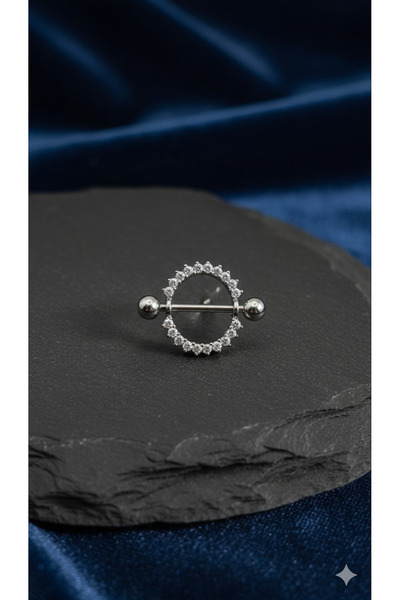 alysa jewelry Cerrahi Çelik nipple Piercing zirkon taşlı meme ucu piercing
