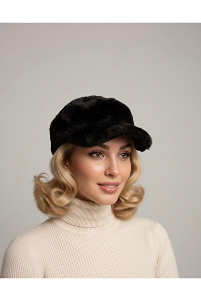 Şirin Giyim Aksesuar قبعة من القطيفة للنساء - قبعة بيسبول سوداء اللون ذات شعر...