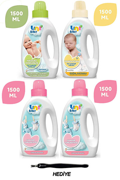 Uni Baby Yenidoğan & Hassas Dokunuş Bebek Çamaşır Deterjanı + Yumuşatıcı Seti...