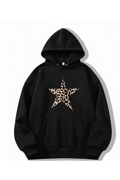 Mayer Butik Φούτερ με κουκούλα με στάμπα Leopard Star και σχέδιο Leopard