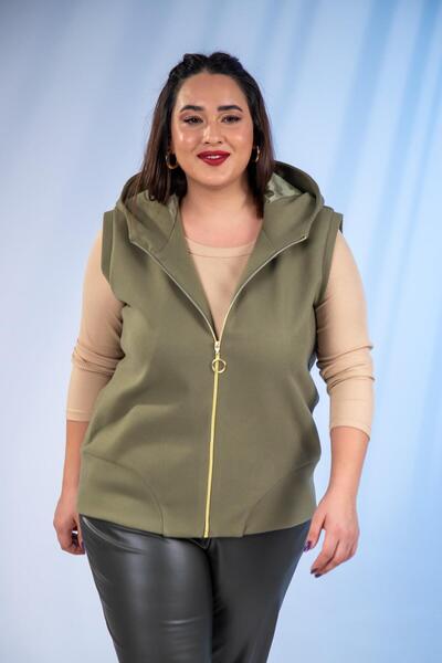 Roxxlen 122153 Γυναικείο Χακί Μεγάλο Μέγεθος Γιλέκο ΚΑΣΕ
