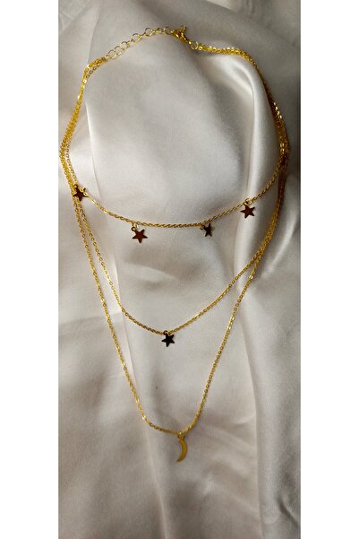 Poyi Aksesuar ÜÇLÜ YILDIZ VE AY FİGÜRLÜ KOLYE