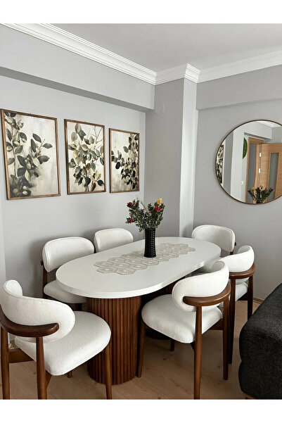 vernoma Sera Sabit Ahşap Bohem Masa Sandalye Takımı, 6 kişilik Polo Sandalyeli