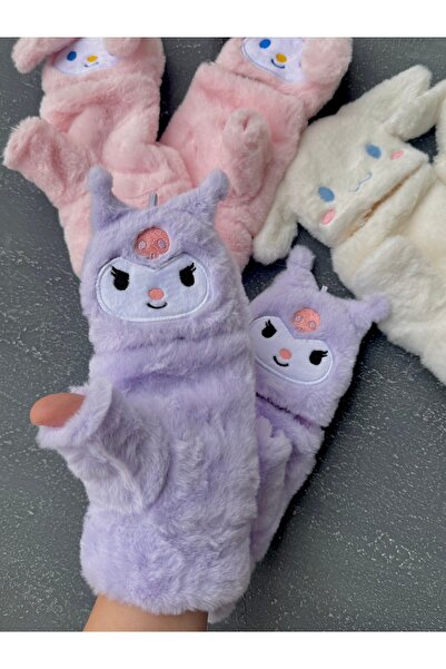 Toka Kutum Kids Store Mor Kuromi Peluş Katlanabilir Eldiven