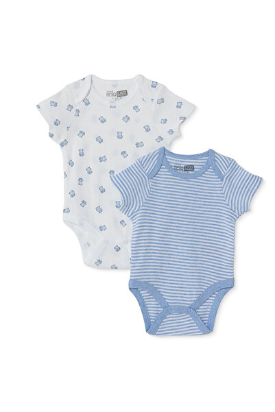 ebebek Hello Baby HelloBaby HelloBaby Erkek Bebek 2li Kısa Kol Body Çizgili Ç...