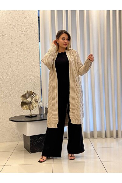 Cannes Beige Long Sleeve Long Cardigan