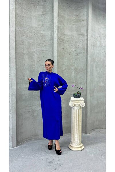 Cannes Spanish Sleeve Blue Long Dress