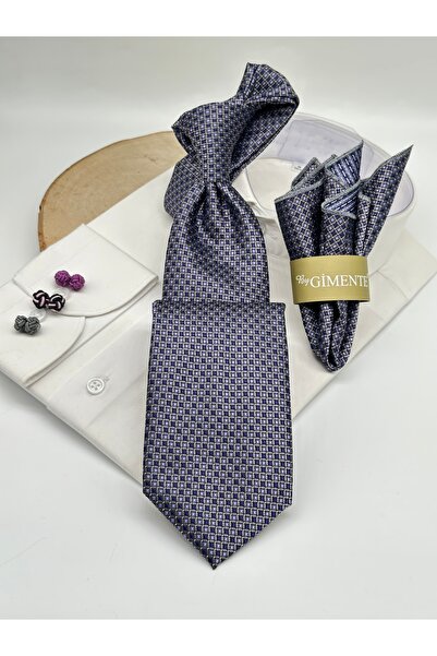 Gutiero Classic Tie with Lilac Patterned Handkerchief