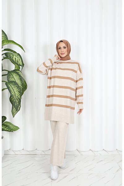 NİSUM MODA Striped Knitwear Trouser Suit