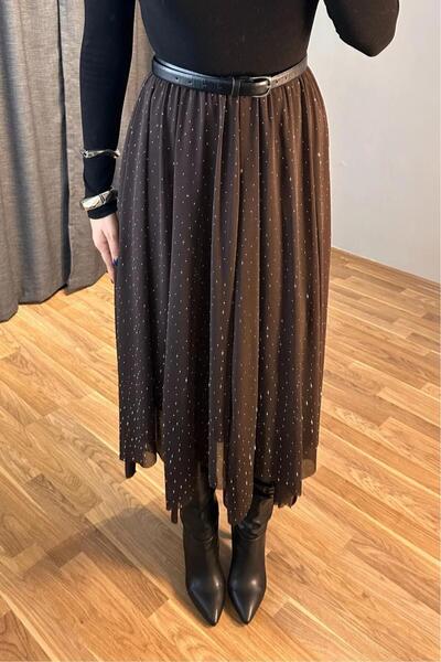 Paraf style Midi Boy ve Işıltı Detaylı etek