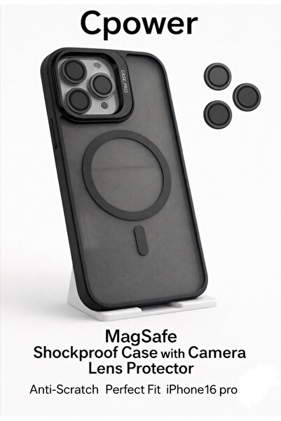 iPhone 16 pro Kılıfı, Kaliteli, Kamera Lens Koruyucu Dahil,magsafe, Darbe Dayanaklı,renk;Siyah