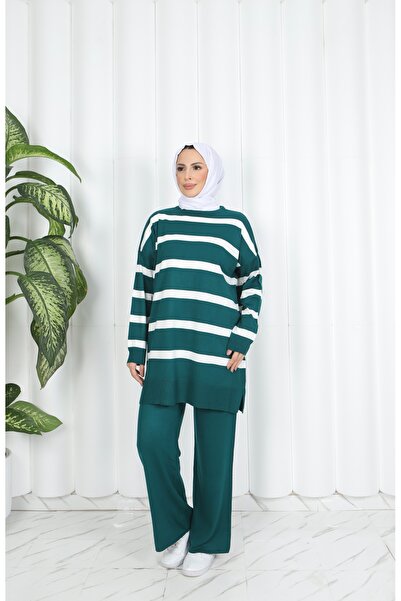 NİSUM MODA Striped Knitwear Trouser Suit