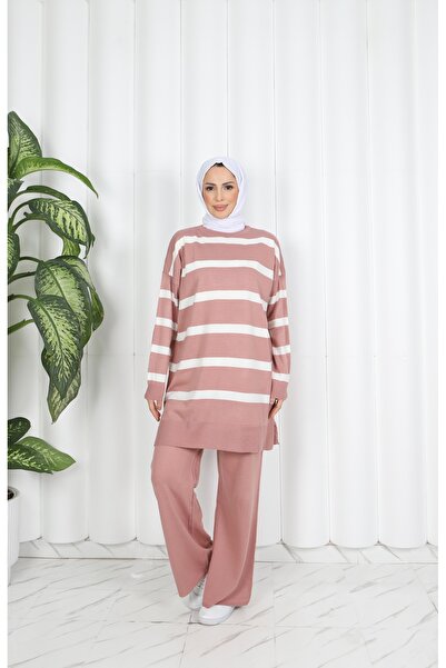 NİSUM MODA Striped Knitwear Trouser Suit