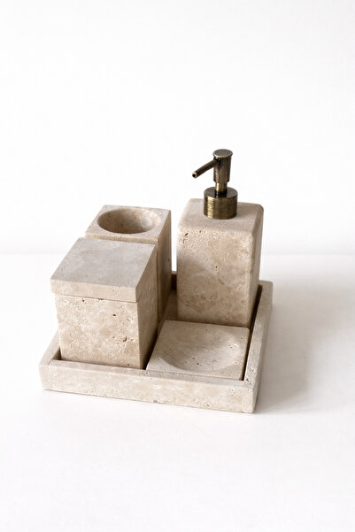 DMR HOME Natural Travertine Stone Bathroom Set – |   Minimal Luxury Design