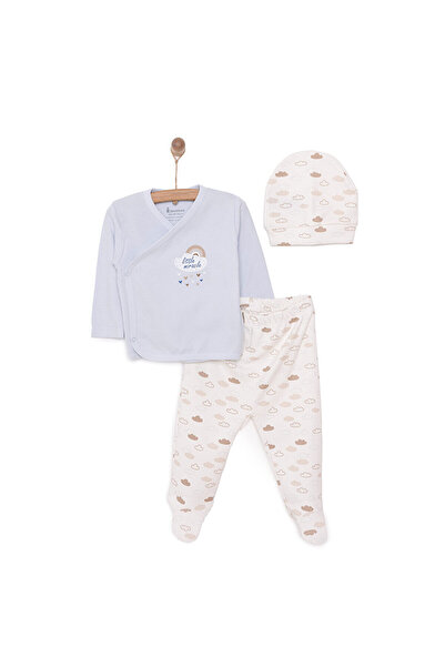 Bebbek Erkek Bebek Zıbın-Şapka-Patikli Alt Peter Pan Collar