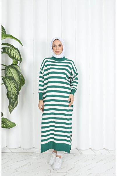 NİSUM MODA Striped Long Knitwear Tunic