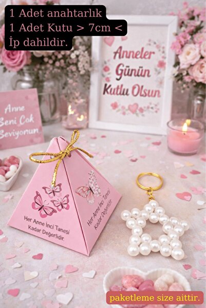 Emtory Home 1 Adet Kelebek Kutulu Anneler Günü Hediye İnci Yıldız Anahtarlık ...