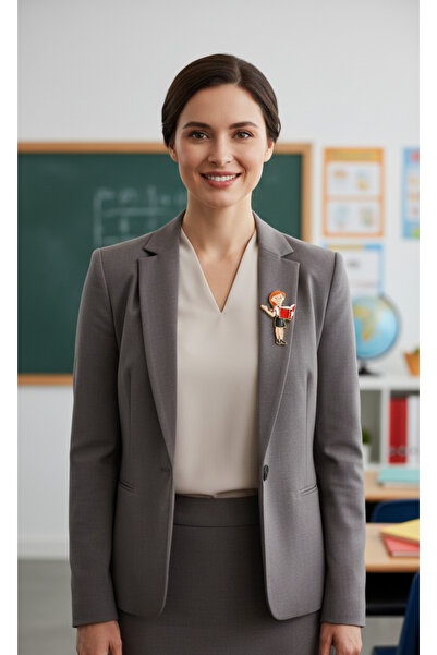 Efe Aks Kadın Öğretmen Figürlü Yaka İğnesi