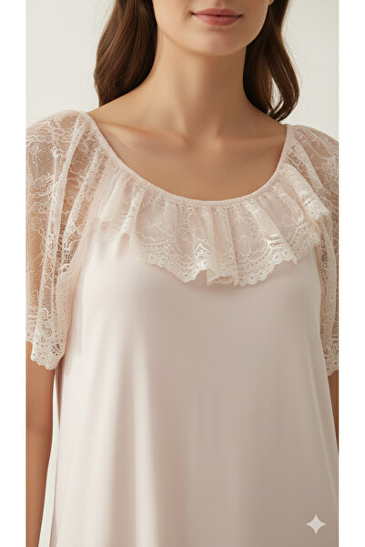 Maison Emarat Premium Satin Night Gown with Lace Detailing